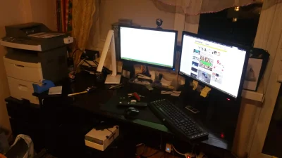 kepak - #pokazpiwnice #pokazbiurko
Kupiłem sobie uchwyt na dwa monitory. Samego uchw...