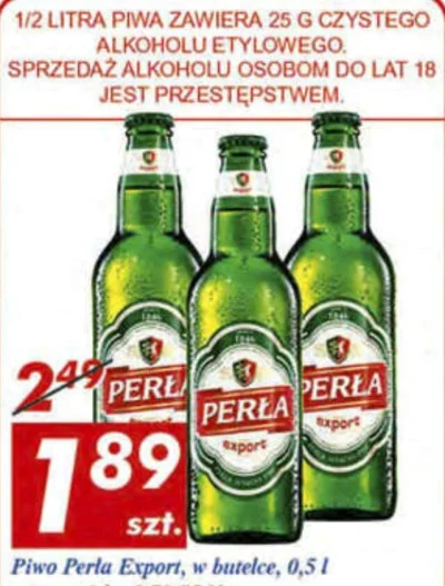 XpruF - Przecena piwa PERŁA w #auchan (butelka bezzwrotna).

#pijzwykipem #piwo #prom...