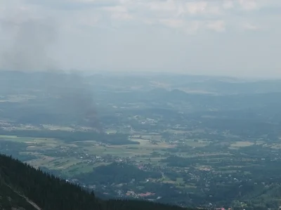 Szczaf - Pali się hala przy składowisku śmieci w Kostrzycy, widok z Domu Śląskiego
#p...