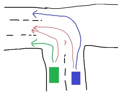 FaraonMerJan - Przed skrzyżowaniem są dwa pasy, a za skrzyżowaniem (po skręcie w lewo...