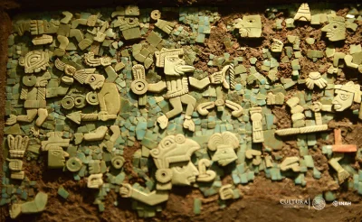 myrmekochoria - Resztki turkusowej mozaiki być może z kodeksu azteckiego, Meksyk 1250...