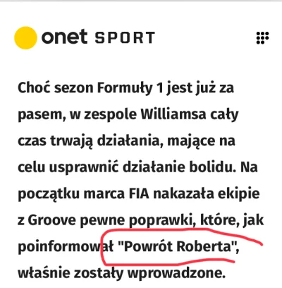 lenamilena - Sport Onet.... o takie źródła czekaliśmy ( ͡° ͜ʖ ͡°) #kubica #f1 #powrut...