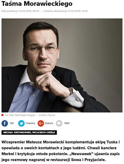 Tajch - Morawiecki premierem to wielki sukces Prezydenta Europy. Trzeba być prawdziwy...
