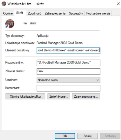 lemaitre - @patrickwro: Utwórz skrót FM08.exe i zrób tak jak ja mam, mi zadziałało, e...