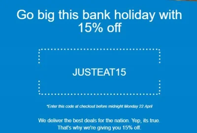 ktostam7 - Kod znizkowy na swieta do just-eat 15 % off

#justeat #uk #jedzenieuk