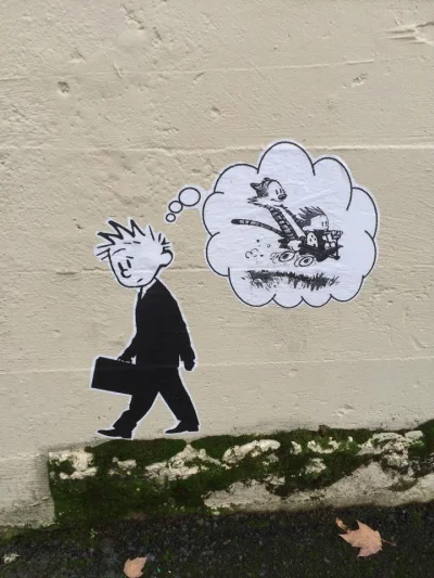 d.....r - #truestory #calvinandhobbes #streetart