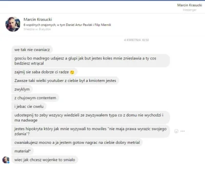 mandziok - @ActiveekHere: Tutaj masz pogróżki patofixa po tym jak napisałem na Facebo...