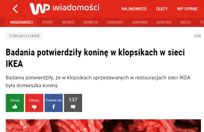 PabloFBK - > Badania potwierdziły koninę w klopsikach w sieci IKEA
Jaki clickbait xD...