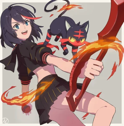 n.....S - #randomanimeshit #killlakill #ryuukomatoi #crossover #pokemon #litten #
be...