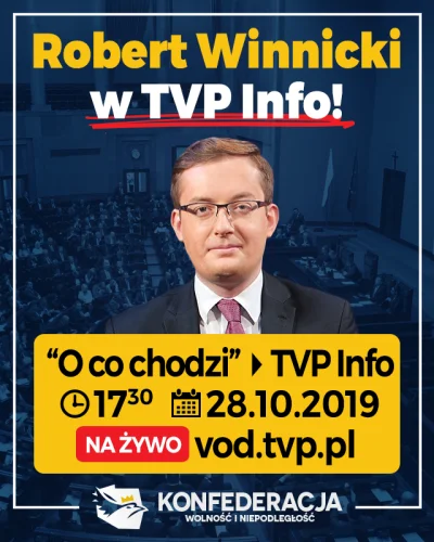 shido - Już dziś o 17:30 Robert Winnicki będzie gościem programu "O co chodzi" w TVP ...