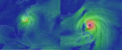 A.....1 - Porównanie huraganu Florence u wybrzeży USA i Tajfunu Mangkhut u wybrzeży F...