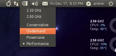 n0rmal - @noitak: Spróbuj jeszcze zainstalować indicator-cpufreq potem wylogować się/...