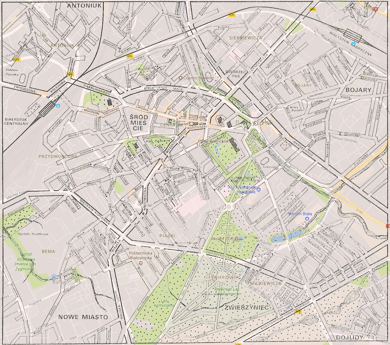 mapa bialystok ulice Porównanie mapy Białegostoku z 1972 r. z obecną z   mammamia02 