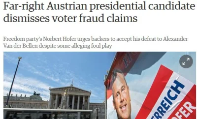 k.....v - Hofer apeluje aby wyborcy głosujący na niego zaakceptowali porażkę i nie wi...