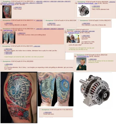 Dziekan5 - Ktoś chciał mieć tatuaż z turbo, a dostał alternator. Genialnie.

#tatua...
