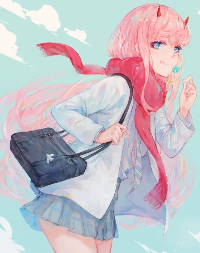 bakayarou - #randomanimeshit #darlinginthefranxx #zerotwo #schoolgirl #animeart #