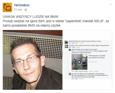 Brajanusz_hejterowy - "UWAGA WSZYSCY LUDZIE NA BMX!
Proszę uważać na Igora Slim, jes...