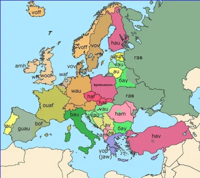 xGreatx - Jak szczekają psy w różnych językach europejskich.
#mapa #mapporn #ciekawo...