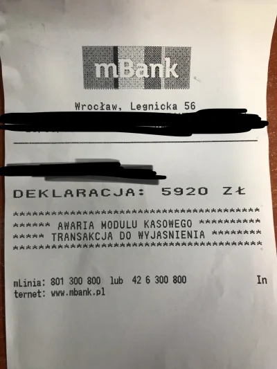 kawkanorbert - MBank właśnie mnie okradł na 5920 zł, wpłatomat połknął pieniądze, nie...