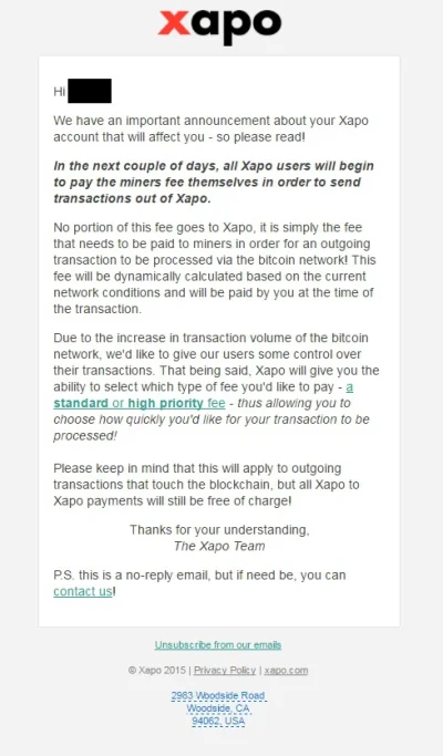 megaloxantha - @WeselnyGiermek00: 
A tutaj też - 'all Xapo to Xapo payments will sti...
