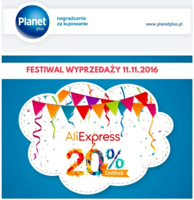 PlanetPlus - @PlanetPlus: #dziensingla #aliexpress #alitydzien #1111 
20%Cashback ty...