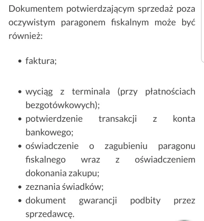 Rutynowy - @tygryszglowagolebia: ważne jest poświadczenie zakupu, a czy to paragon cz...