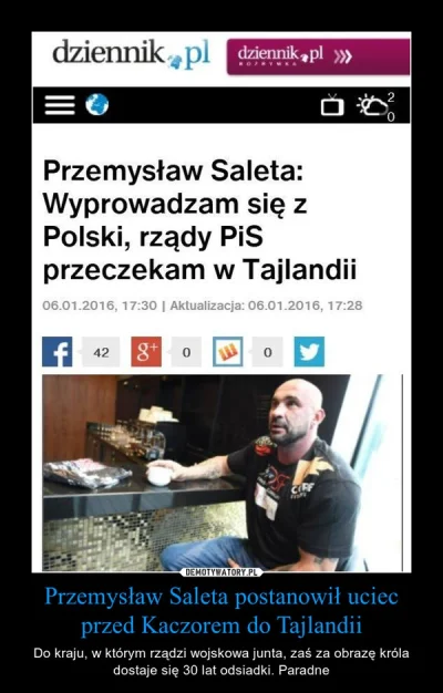 paramedix - "Przemysław Saleta: Wyprowadzam się do Tajlandii, przyczyniły się do tego...