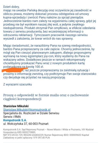 darvd29 - #komputronik odpowiedział w związku z moją #afera. Tłumaczą, że to wszystko...