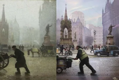 dzika-konieckropka - Manchester w dwóch odsłonach :

- po lewej obraz z 1910 roku a...