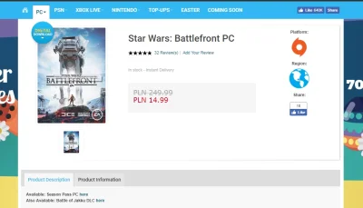 wybrzezeklatkischodowej - #cebuladeals na Star Wars: Battlefront 
https://www.cdkeys...