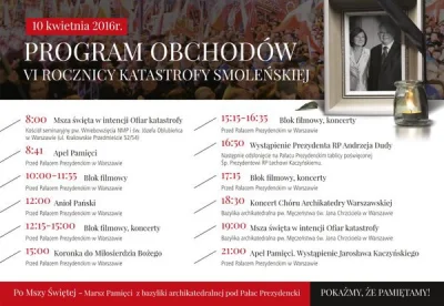 M.....S - Program obchodów VI rocznicy katastrofy smoleńskiej 


Dla tych, którzy ...