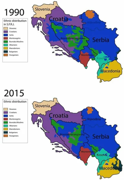 SebX - Tereny Jugosławii przed wojną i w 2015. Wołam @Justycjariusz bo wrzucałes dzis...