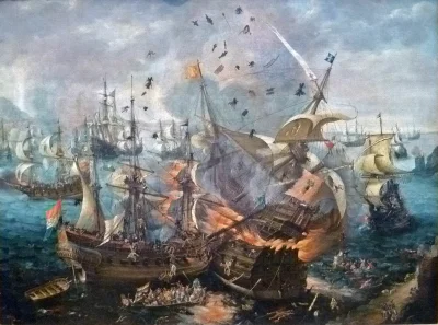 myrmekochoria - Cornelis Claesz van Wieringen, Eksplozja hiszpańskiego okrętu flagowe...