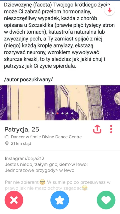 Obserwer - #!$%@? to ja wychodzę. I tak co trzecie. #tinder #zlotecytaty