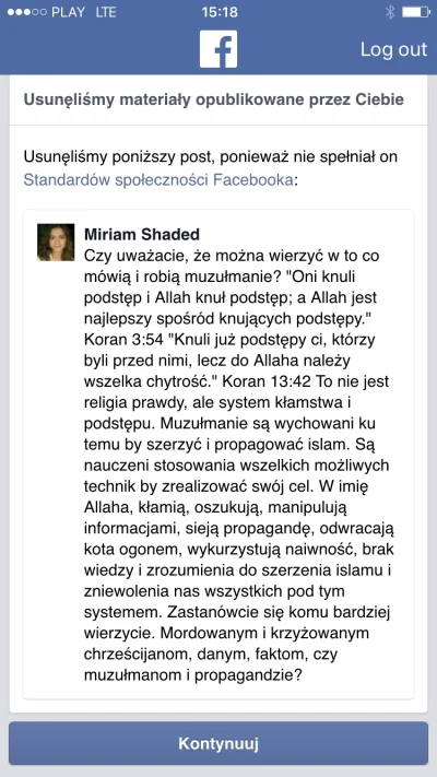 miriam-shaded - Prośba o wykop efekt. Jest CENZURA prawdy na Facebooku. #polityka #is...