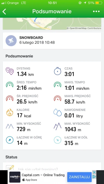 MagicznyKozica - 58 km/h na snowboardzie to dużo? xD Stok to mosorny groń niezbyt str...