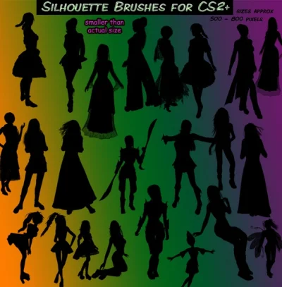 pameladesign - 30+ free women girls silhouettes vector brushes for photoshop #brushes...