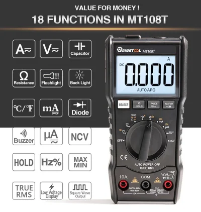 konto_zielonki - Multimetr / miernik cyfrowy z True RMS, MUSTOOL MT108T za 10.62$ z k...