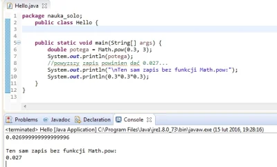 Romantyczny_Roman - #naukaprogramowania #java
Co robię źle z tą funkcją Math.Pow(a, ...
