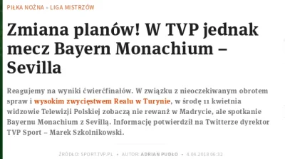 bezczelnie - Wszyscy widzowie TVP Sport doceniają znakomitą decyzję o zmianie meczu.
...