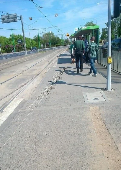 HorribileDictu - Tym razem tramwaje w Poznaniu przeorały chodnik na przystanku AWF. N...