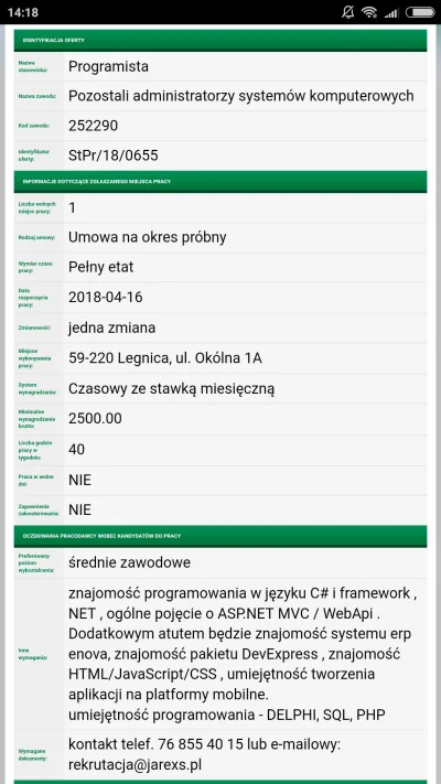 dudi-dudi - Wykopowi programiści! Oferta idealna dla Was!
2500 brutto!!!
Nie dziękujc...