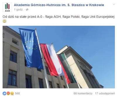 Wektorowy - Akademia Górniczo-Hutnicza wywiesiła flagę UE przed swoim głównym gmachem...