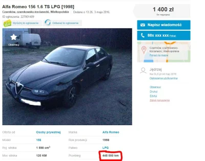 pogop - Szok i niedowierzanie - alfa z przebiegiem 445 000 km! co oznacza, że raczej ...