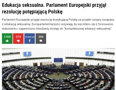 saakaszi - Rezolucja PE potępiająca penalizację edukacji seksualnej w Polsce przyjęta...