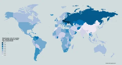 swietlowka - Proporcje płci wśród osób popełniających samobójstwo na świecie. Polska ...