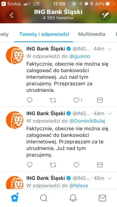 g.....e - Już prawie godzinę nie można się zalogować do bankowości internetowej #ing ...