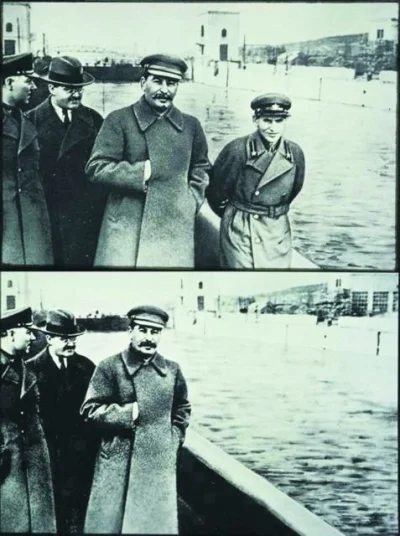 k.....n - Pierwsze zdjęcie: Woroszyłow, Mołotow, Stalin i Jeżow w przyjacielskiej pog...