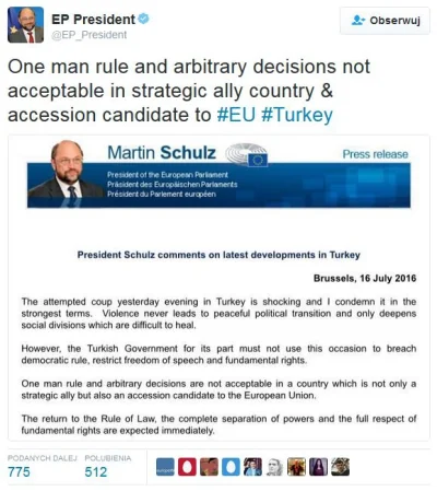 DoctorManhattan - Manipulacja na głównej, czy Schulz popiera tureckie czystki?

"Eu...