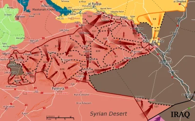 60groszyzawpis - Ciekawa mapa, pokazująca etapy i kierunki ofensywy rządowych na Deir...